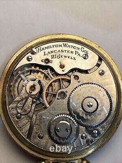 Scarce Running Hamilton 970 21 Jewel Adj. 16s Gold Filled Antique Pocket Watch