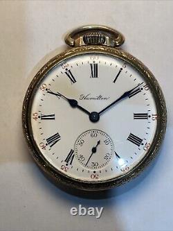 Scarce Running Hamilton 970 21 Jewel Adj. 16s Gold Filled Antique Pocket Watch