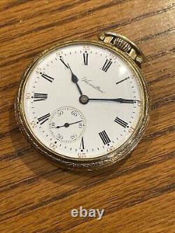 Scarce Running Hamilton 970 21 Jewel Adj. 16s Gold Filled Antique Pocket Watch