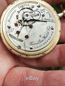 Serviced 1902 Hamilton 18s Pocket Watch In GF Case, Gr 926,17J, Adj, nice Dial, Runs