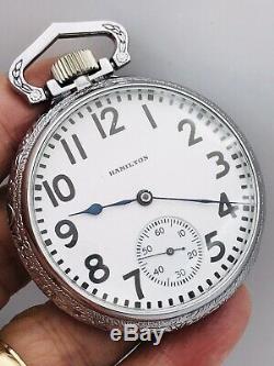 Stunning 1927 Hamilton 992 16S 21J Railroad Pocket Watch Salesman Case Accurate