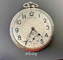 Stunning 1928 Hamilton 912 14K White Gold Filled 12S 17J Art Deco Pocket Watch