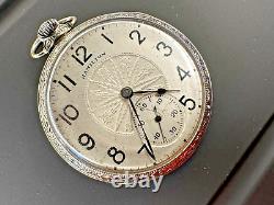 Stunning 1928 Hamilton 912 14K White Gold Filled 12S 17J Art Deco Pocket Watch