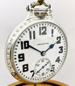 Stunning 1938 Hamilton 950E 16S 23J BOC Bar Over Crown Railroad Pocket Watch