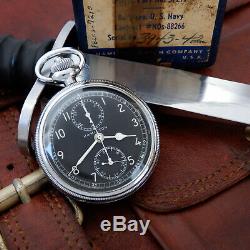 US NAVY Military Hamilton Model 23 Vintage 1942 WWII Chronograph Pocket Watch
