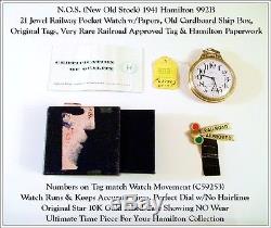 Ultimate Find NOS 1941 Hamilton 992B Watch, Box, Tags, Papers PERFECT