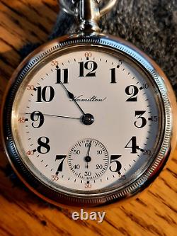 VINTAGE 1902 Hamilton 924 18s Lever Set Mens Antique Pocket Watch, (VIDEO)