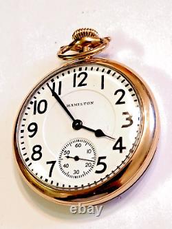 VINTAGE 1924 HAMILTON 16 SIZE RR POCKET WATCH 21 JEWELS, 10k GOLD FILLED