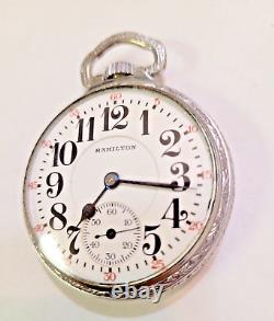 VINTAGE 1924 HAMILTON 21j 992 RAILROAD POCKET WATCH SERVICED With TRAIN CASE