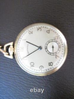 VINTAGE HAMILTON 917 17JEWELS 14K GF MENS POCKET WATCH 45mm NEW CRYSTAL