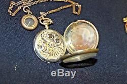 VINTAGE HAMILTON POCKET WATCH with COMPASS FOB & CHAIN