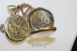 VINTAGE HAMILTON POCKET WATCH with COMPASS FOB & CHAIN