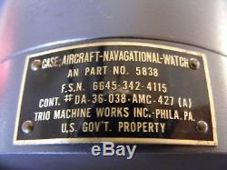 VINTAGE Hamilton Military GCT 22j WWII 4992B Navigation Pocket Watch and Case
