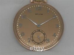 Very Rare Solid 14k Red Gold Hamilton Gents 21 Jewel 921 Pocket Watch, Running