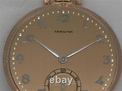 Very Rare Solid 14k Red Gold Hamilton Gents 21 Jewel 921 Pocket Watch, Running