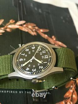 Vietnam Ref GG-W-113 Hamilton US military 1982 men's watch, Hack, rare screw back