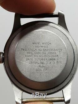 Vietnam War US Military October 1969 Men's Watch Model GG-W-113 Hamilton Works