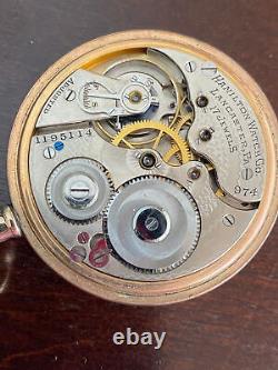 Vintage 16S Hamilton Pocket Watch, GR. 974, Keeping Time, Year 1916, 17 Jewel