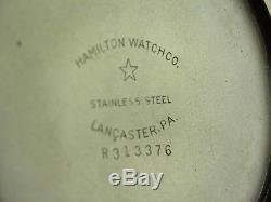 Vintage 16s Hamilton 992B Rail Road 21j pocket watch 1967 Stainless and with box