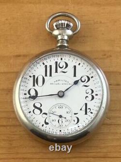 Vintage 17 Jewels Hamilton Railway Special Pocket Watch Size 16 Nickel Case