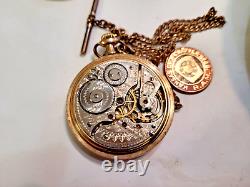 Vintage 1909 Hamilton Size 16, 21 Jewels, GF RR Pocket Watch withMasonic FOB