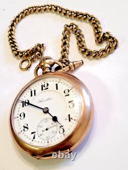 Vintage 1915 Hamilton Grade 992 Railroad 21 Jewels Pocket Watch Size 16 with Chain