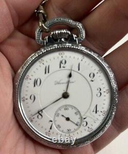Vintage 1917 Hamilton 974 Pocket Watch Two Tone Bar Over Crown Case withChain