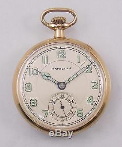 Vintage 1921 Hamilton 14K Solid Gold Open Face Pocket Watch 23j Working (#2910)