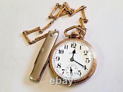 Vintage 1926 HAMILTON 992 RR POCKET WATCH, 16 SIZE, 21 JEWELS with Chain & Knife