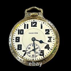 Vintage 1938 Hamilton 992E Pocket Watch 21 Jewels Gold Filled 10k