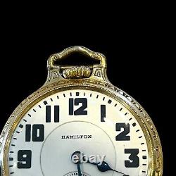 Vintage 1938 Hamilton 992E Pocket Watch 21 Jewels Gold Filled 10k