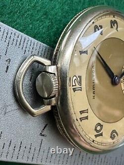 Vintage 1939 HAMILTON 17 Jewel 14K Gold Filled 917 Grade Open Face Pocket Watch