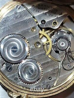 Vintage 1939 Hamilton 14K GF, Model 912 Digital Seconds 12 Size Pocket Watch 17J