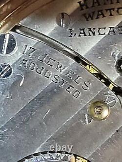 Vintage 1939 Hamilton 14K GF, Model 912 Digital Seconds 12 Size Pocket Watch 17J