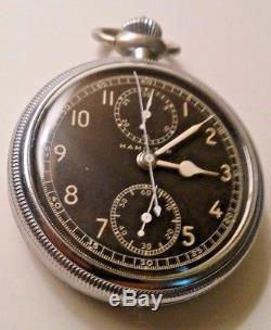 Vintage 1942 Hamilton 19 Jewels Model 23 MILITARY CHRONOGRAPH Pocket Watch Sz 16