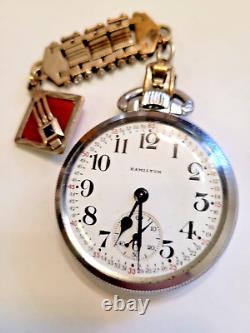 Vintage 1942 Hamilton Pocket Watch Train Case Size 16 Grade 992B 21 Jewels