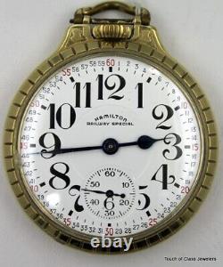 Vintage 1944-45 Hamilton 992B 21j RR Pocket Watch in a Bar over Crown Star Case