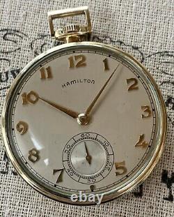 Vintage 1946 Hamilton, #917, mdl 1, 14k GF Pocket Watch, 17j, 3 Adj. Pos. Nice