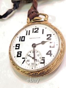 Vintage 1946 Hamilton 992B RR Approved Size 16s 21 Jewels Pocket Watch GF