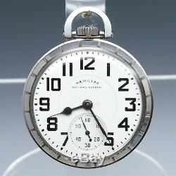 Vintage 1953 Hamilton 992B Railway Special Stainless Steel Pocket Watch Size 16