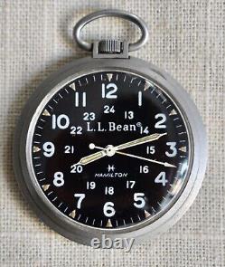 Vintage 1980s L. L. Bean Hamilton 17j Mechanical Hacking Field Pocket Watch
