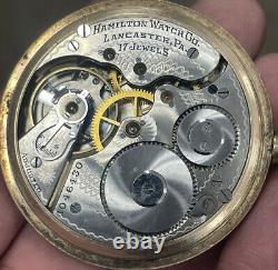Vintage Gold Filled Hamilton Open Face Side Winder Pocket Watch 17 Jewels