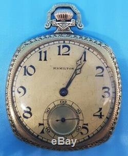 Vintage HAMILTON Grade 916 Model 1 14k Gold Filled Pocket Watch 12s 17j