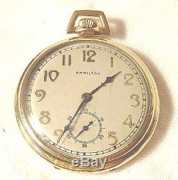 Vintage HAMILTON Pocket Watch 14K Solid Gold Case 12S 21J Mod. 904 23 Grams Runs