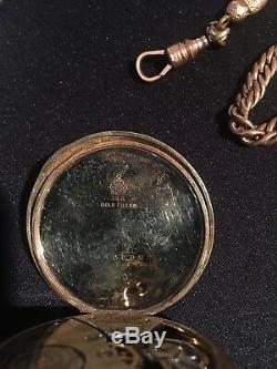 Vintage Hamilton 14K pocket watch 12S 17J + 2 Gold Chains