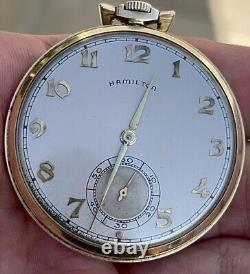 Vintage Hamilton 14k Gold Filled Pocket Watch 917 Movement 17 Jewels Running