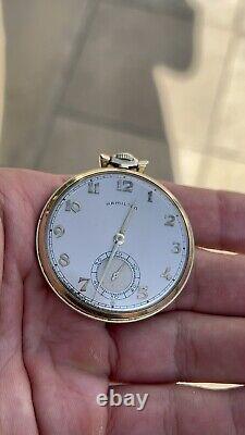 Vintage Hamilton 14k Gold Filled Pocket Watch 917 Movement 17 Jewels Running