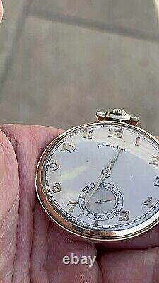 Vintage Hamilton 14k Gold Filled Pocket Watch 917 Movement 17 Jewels Running