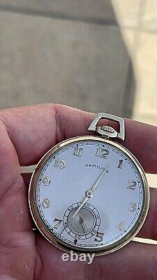 Vintage Hamilton 14k Gold Filled Pocket Watch 917 Movement 17 Jewels Running