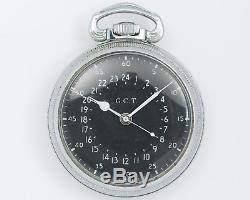 Vintage Hamilton 22 Jewel 4992B G. C. T. 24hr Military Pocket Watch! Running